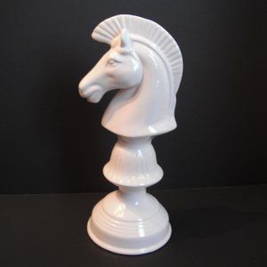 Abbott White Knight Ceramic Horse Head Large Chess 9 inch Tall
